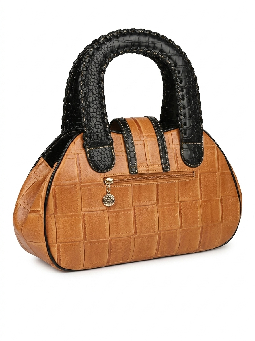 Elegant textured satchel handbag